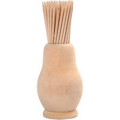 Wooden Toothpick Holder Pot Storage Craft Decorate Plain Wood Personalise Sticks - Hobby & Crafts