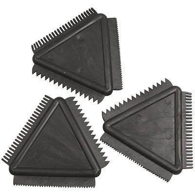 3 x Scrapper Set Rubber Texture Combs Paint/Clay Designs 3 Tooth Sizes 9cm Craft - Hobby & Crafts