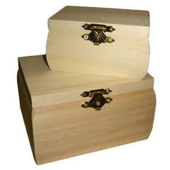 2 Wooden Treasure Chest With Clasp Lid To Paint And Decorate - Hobby & Crafts