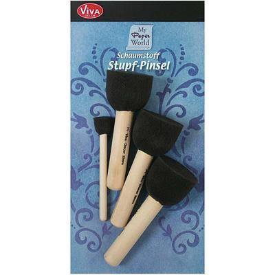 Pack of 4 Wooden/Foam Brush For Acrylic Stamping Stamp Blocks 15-35mm Craft Tool - Hobby & Crafts