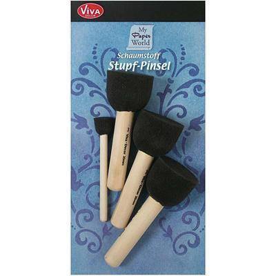 Pack of 4 Wooden/Foam Brush For Acrylic Stamping Stamp Blocks 15-35mm Craft Tool - Hobby & Crafts