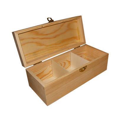 Teabag Wooden Box Storage Kitchen 3 Compartment Chest 22cm - Hobby & Crafts