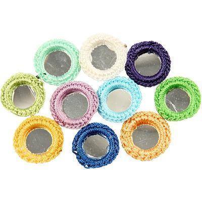 Round Mirror Mosaics Embroidered Edge Decoration Craft Card Making Embellishment - Hobby & Crafts