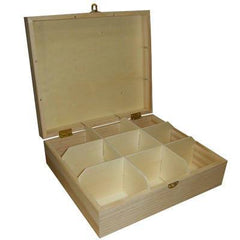 9 Compartment Teabag Wooden Box Storage Kitchen 23cm - Hobby & Crafts