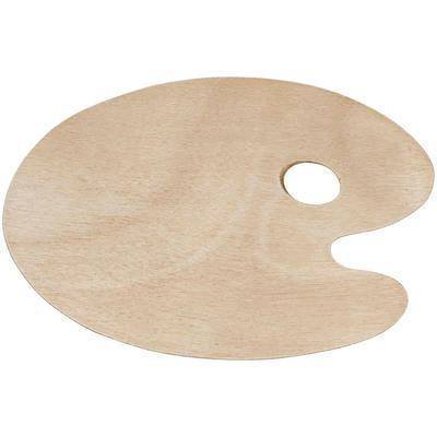 Wooden Artists Painting Palette 22cm x 30cm Oval Craft Paint with Hole Wood Art - Hobby & Crafts