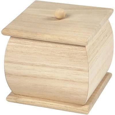 Natural Wooden Mini Box 7.5 cm Removable Lid Decorate or Paint - Hobby & Crafts