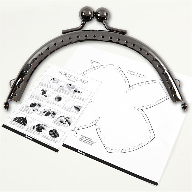 Antique Silver Metallic Curved Purse Clasp Kit With Sewing Holes Bag Accessories - Hobby & Crafts