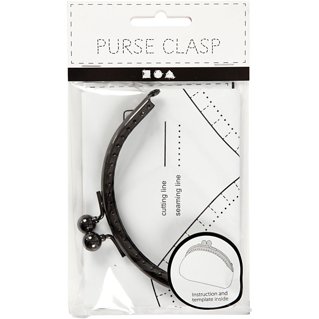 Antique Silver Metallic Curved Purse Clasp Kit With Sewing Holes Bag Accessories - Hobby & Crafts
