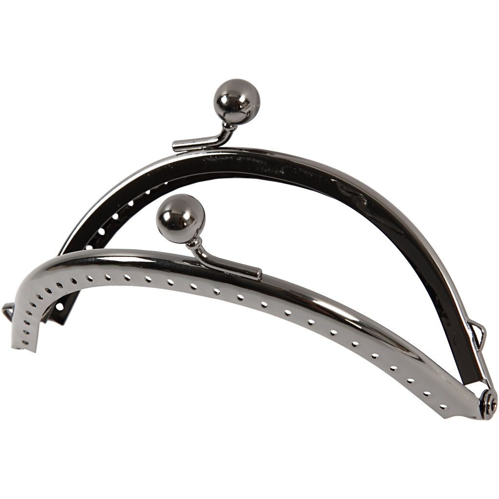 Antique Silver Metallic Curved Purse Clasp Kit With Sewing Holes Bag Accessories - Hobby & Crafts