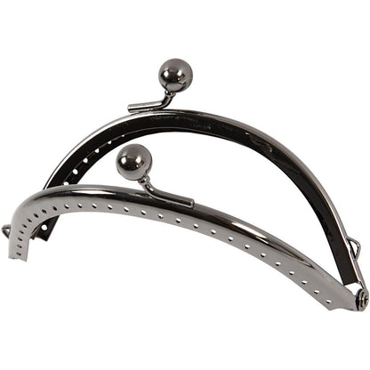 Antique Silver Metallic Curved Purse Clasp Kit With Sewing Holes Bag Accessories - Hobby & Crafts