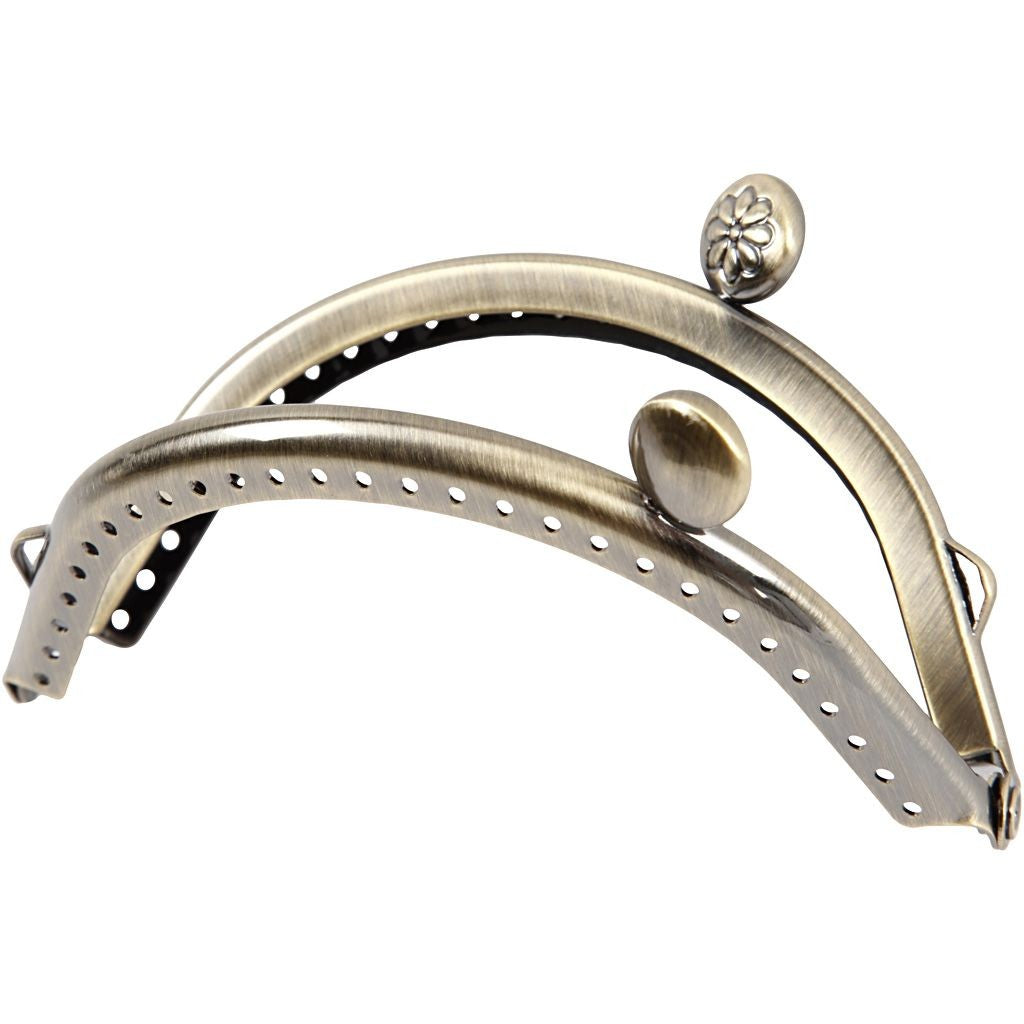 Brushed Brass Curved Metal Purse Clasp Kit With Sewing Holes Crafts Accessories - Hobby & Crafts