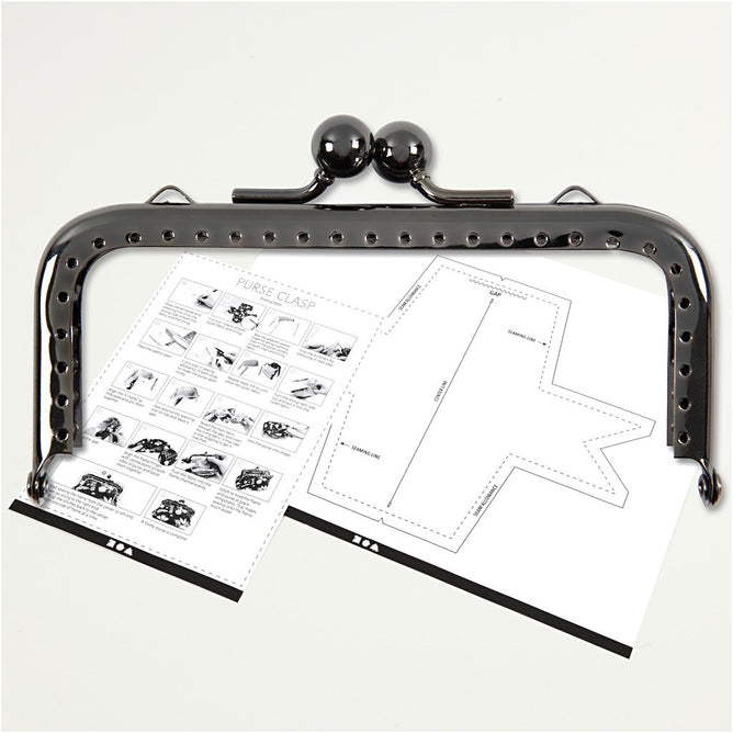 Dark Grey Metallic Square Purse Clasp Kit With Sewing Holes Crafts Accessories - Hobby & Crafts