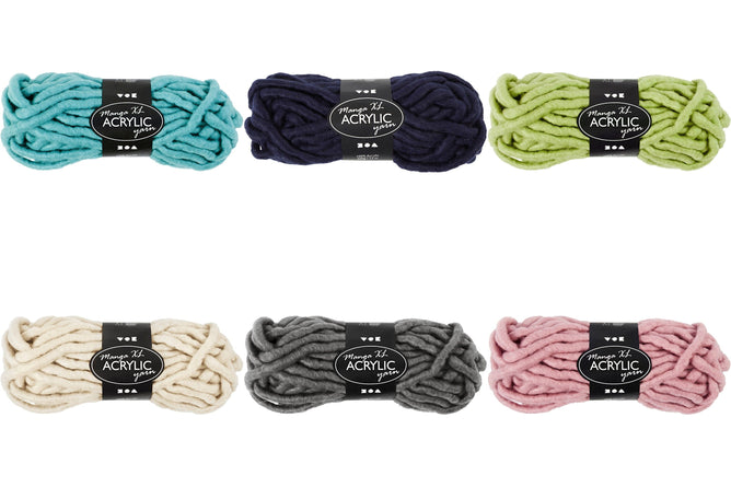 Assorted Colour Acrylic Chunky Yarn Wool Knitting Crocheting Crafts 17 mm 200 gm - Hobby & Crafts