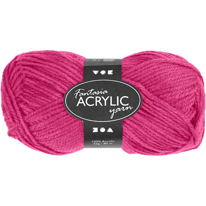 50g Fantasia Knitting 100% Acrylic Wool Double Knitting Yarn 80 m - Neon Pink - Hobby & Crafts