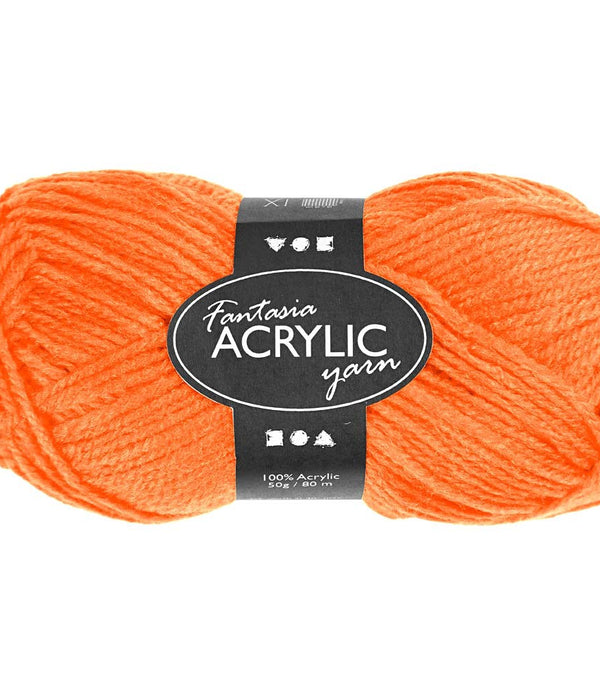 50g Fantasia Knitting 100% Acrylic Wool Double Knitting Yarn 80 m - Neon Orange - Hobby & Crafts