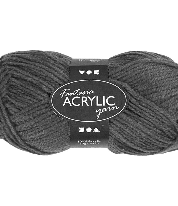 50g Fantasia Knitting 100% Acrylic Wool Double Knitting Yarn 80 m - Grey - Hobby & Crafts