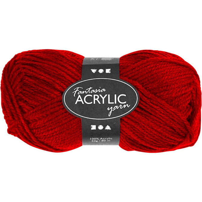 50g Fantasia Knitting 100% Acrylic Wool Double Knitting Yarn 80 m - Red - Hobby & Crafts
