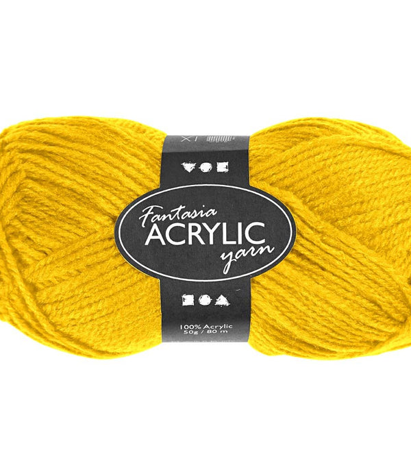 50g Fantasia Knitting 100% Acrylic Wool Double Knitting Yarn 80 m - Yellow - Hobby & Crafts