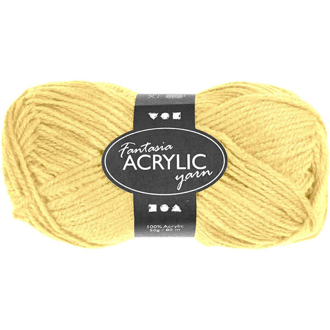 50g Fantasia Knitting 100% Acrylic Wool Double Knitting Yarn 80 m - Light Yellow - Hobby & Crafts