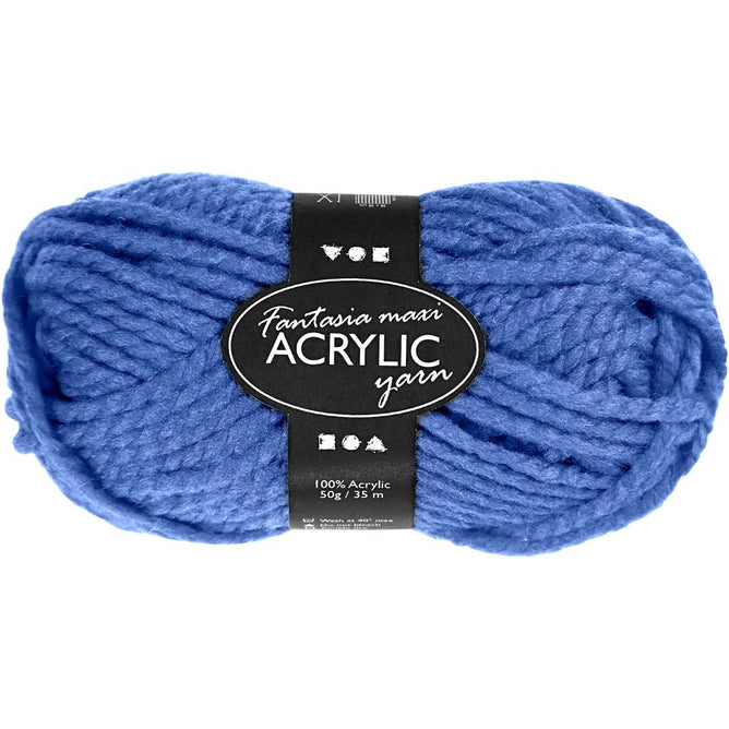 50g Fantasia Knitting 100% Acrylic Wool Chunky Yarn 35 m - Blue - Hobby & Crafts