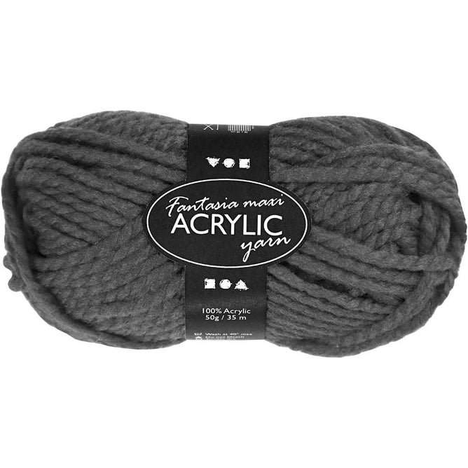 50g Fantasia Knitting 100% Acrylic Wool Chunky Yarn 35 m - Grey - Hobby & Crafts