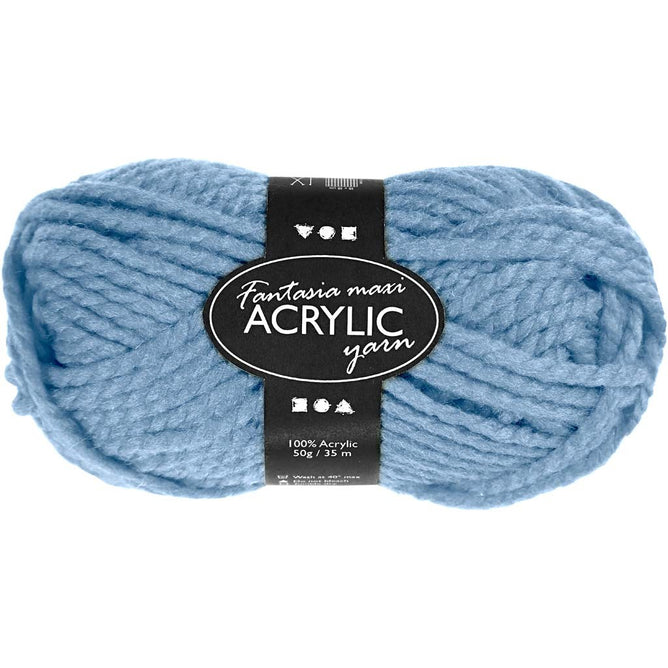 50g Fantasia Knitting 100% Acrylic Wool Chunky Yarn 35 m - Light Blue - Hobby & Crafts