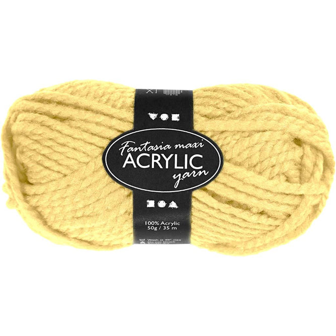 50g Fantasia Knitting 100% Acrylic Wool Chunky Yarn 35 m - Light Yellow - Hobby & Crafts