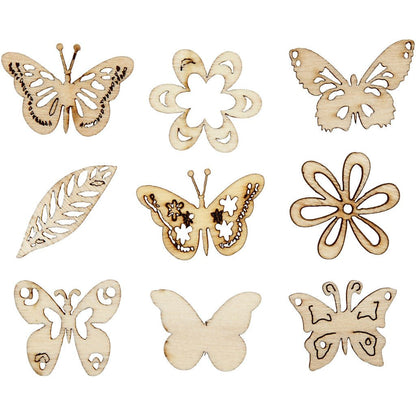 45 Small die - cut decorations from wood veneer 28 mm - Butterflies - Home - Crafts
