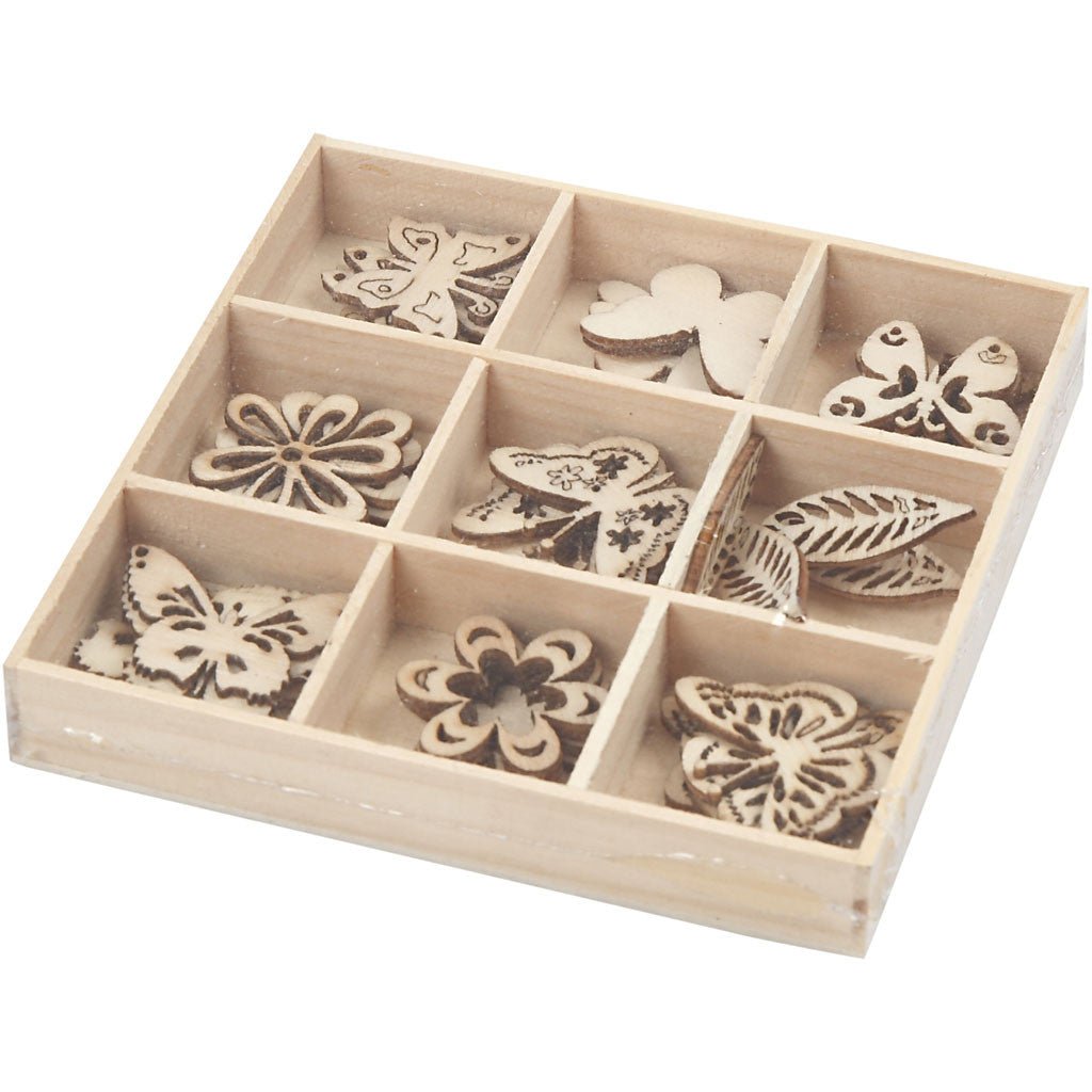 45 Small die - cut decorations from wood veneer 28 mm - Butterflies - Home - Crafts