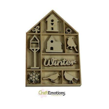 Wooden Ornament Decorations Embellishments Toppers 10 x Assorted Design Bird Birdhouse - Hobby & Crafts
