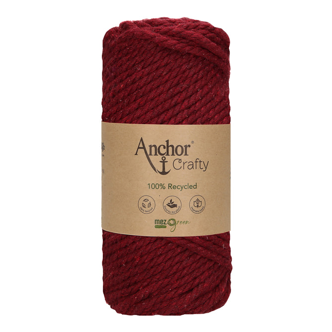 Anchor 5mm 250g 100% Recycled Soft 3-Ply Twisted Eco-Friendly Yarn - Knitting Crocheting Crafts - Various Colours