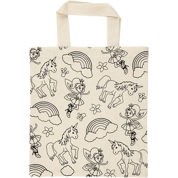 Light Natural Colour Unicorn Print Motif Cotton Shopping Bag For Storage 135g/m2 - Hobby & Crafts