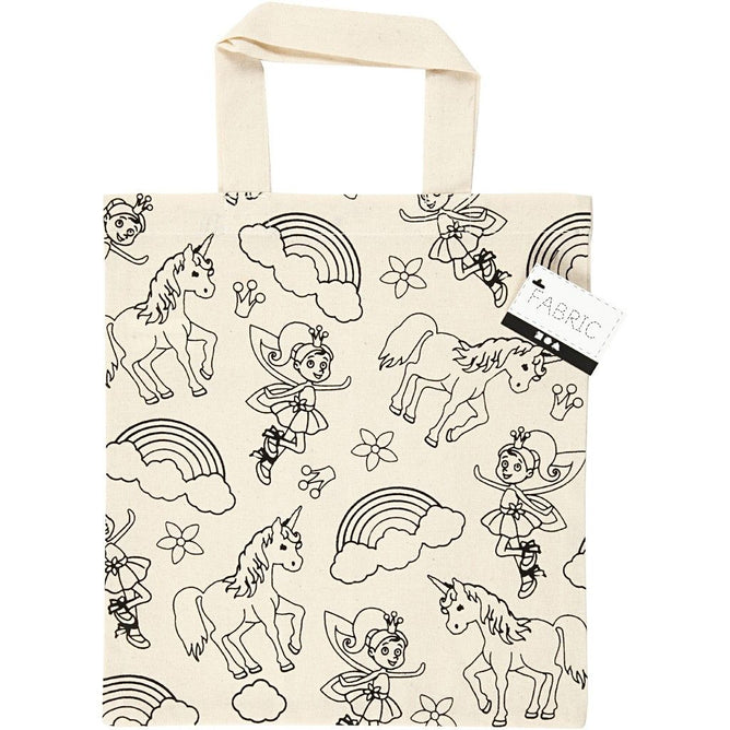 Light Natural Colour Unicorn Print Motif Cotton Shopping Bag For Storage 135g/m2 - Hobby & Crafts