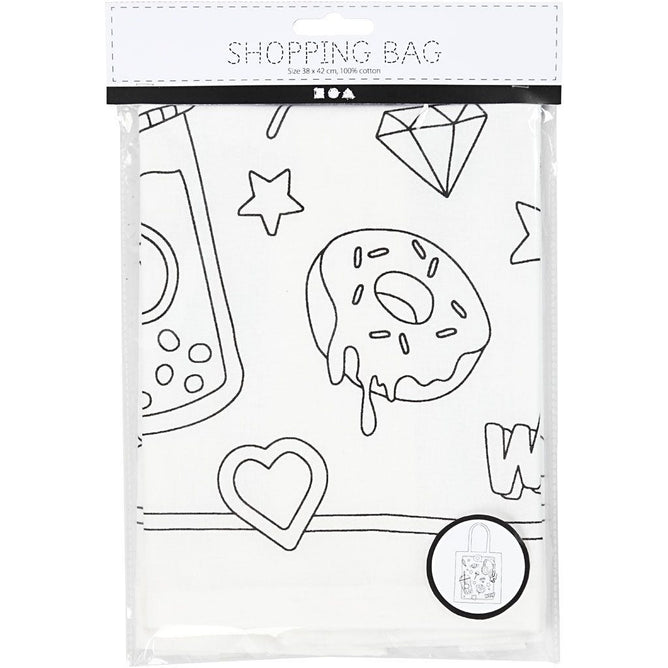 Sweets Stars SWAG Shopping Tote Bag Pre-Printed Motifs 100% Cotton 38x42cm 130g White
