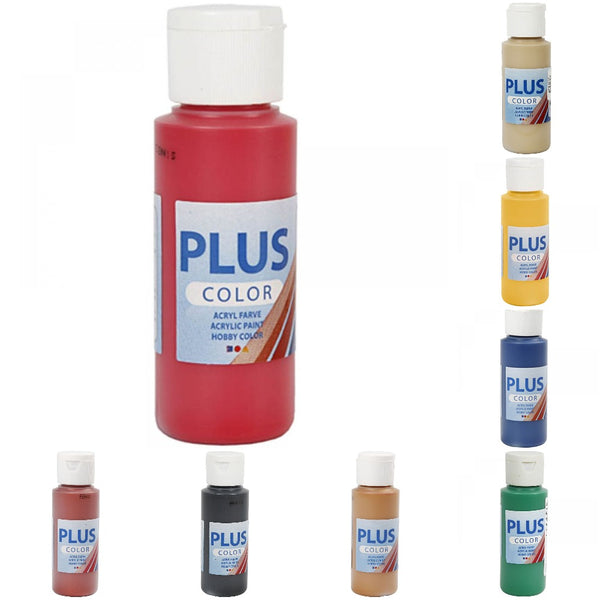 Plus Colour Craft Paints 60ml Bottles | Choose Colour | Water-Based Full-Coverage Craft Paint