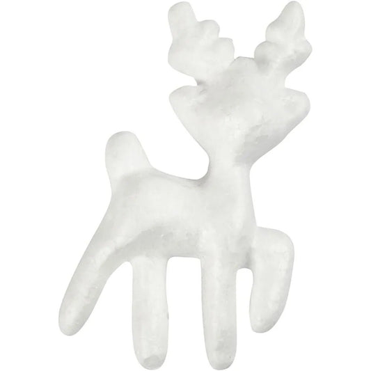 5 White Polystyrene Reindeer Shaped Modelling Christmas Decoration Crafts 11.5cm