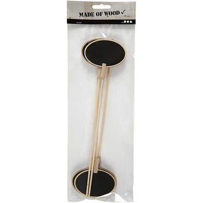 5 x Light Wood Sticks With Oval Shaped Black Surface Decoration Signs Crafts 7.3x5x0.3 cm - Home - Crafts