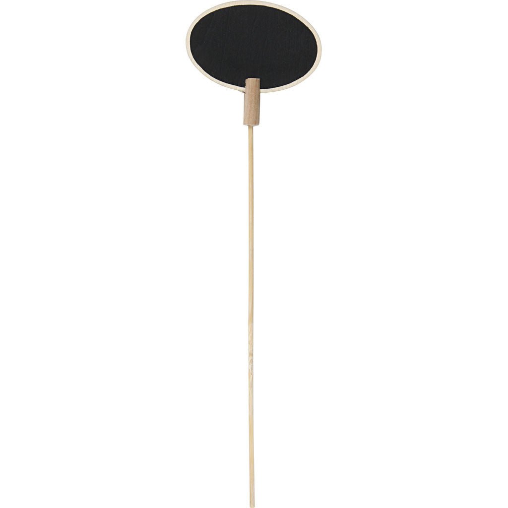 5 x Light Wood Sticks With Oval Shaped Black Surface Decoration Signs Crafts 7.3x5x0.3 cm - Home - Crafts