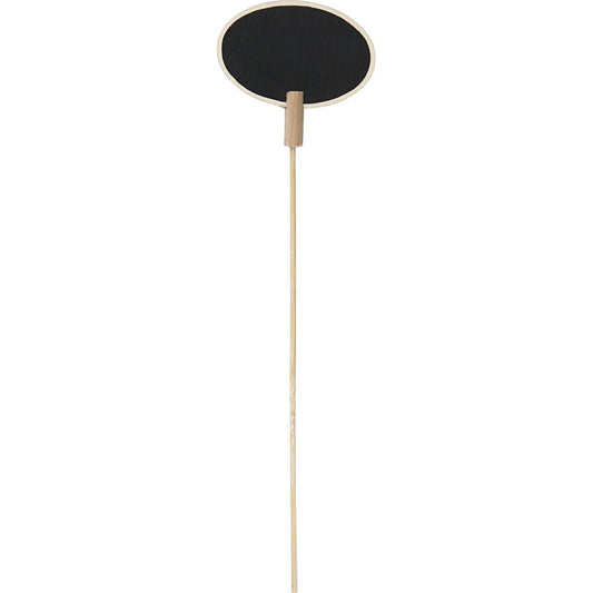 5 x Light Wood Sticks With Oval Shaped Black Surface Decoration Signs Crafts 7.3x5x0.3 cm - Home - Crafts
