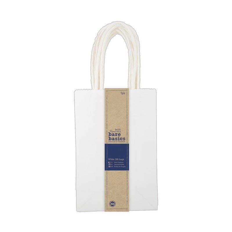 5 x Papermania Bare Basics Kraft Gift Small Bags With Twisted Handle 12cm x 18cm - Home - Crafts