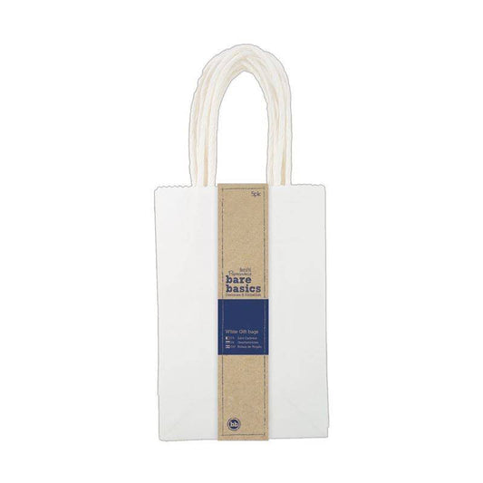 5 x Papermania Bare Basics Kraft Gift Small Bags With Twisted Handle 12cm x 18cm - Home - Crafts
