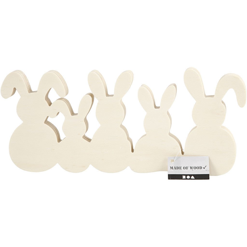 5 x Plywood Connected Bunnies Decoration Crafts 30x11x2 cm - Home - Crafts
