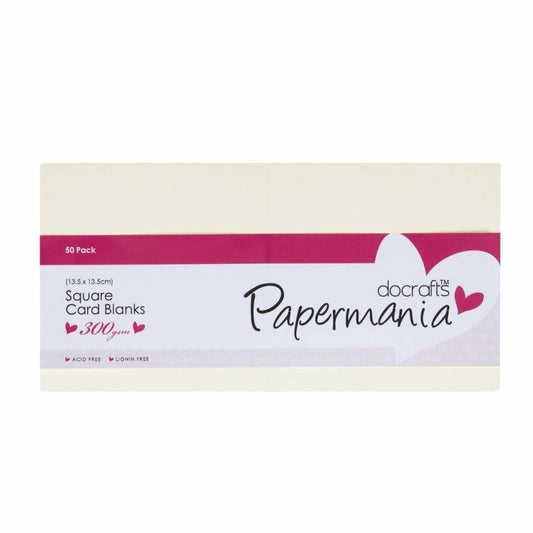 50 x Papermania Blank Cards Envelopes Pack Square Shaped Cream 13.5cmx13.5cm Card Making Crafts - Home - Crafts