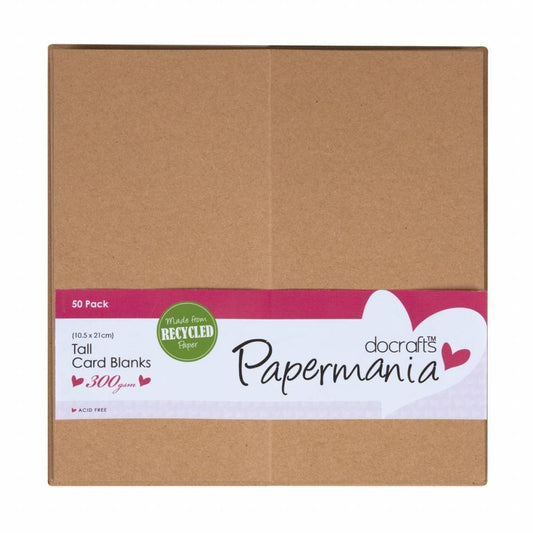 50 x Papermania Blank Tall Cards Envelopes Recycled Brown Rectangular 10.5cmx21cm Cardmaking Crafts - Home - Crafts