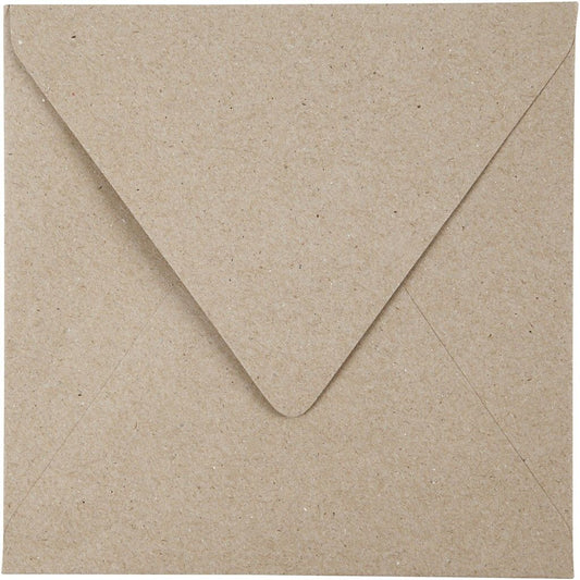 50 x Square Natural Colour Recycled Paper Envelopes Office Mailing Supplies 16cm - Home - Crafts