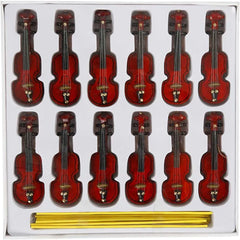 12 x Wooden Small Violins With Cord For Christmas Hanging Decorations Crafts 8cm