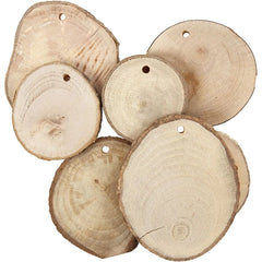 25 Wooden Barks Holes Discs Home Decoration Material 5 - 7 cm 4 mm Thick 250 g