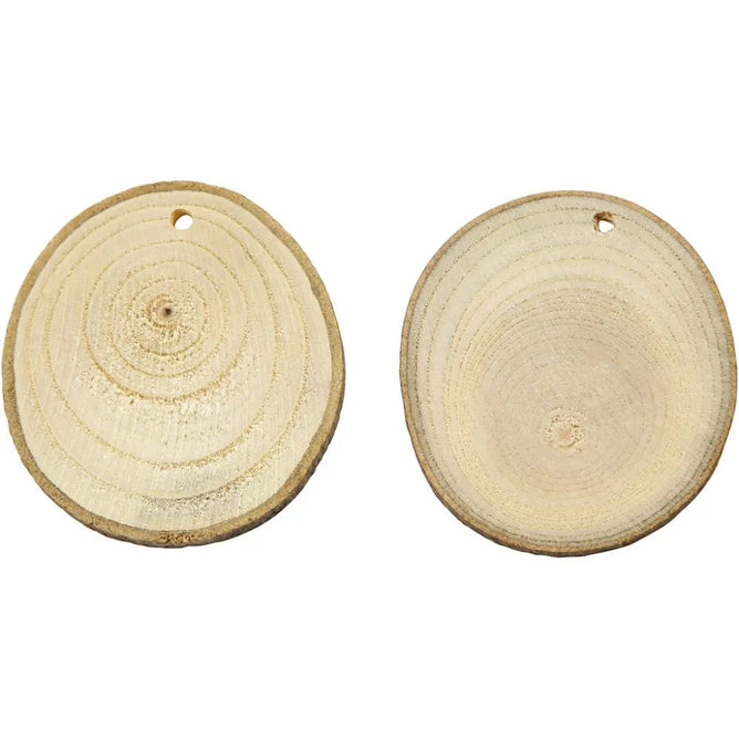 25 Wooden Barks Holes Discs Home Decoration Material 5 - 7 cm 4 mm Thick 250 g