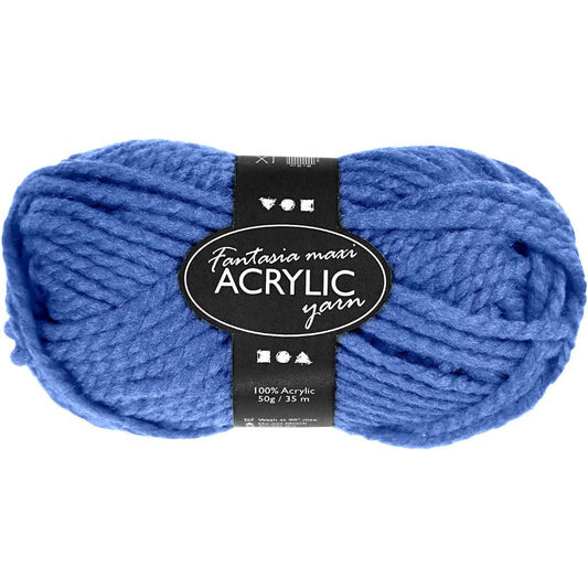 50g Fantasia Knitting 100% Acrylic Wool Chunky Yarn 35 m - Blue - Home - Crafts