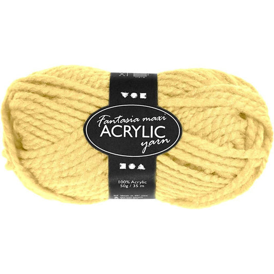 50g Fantasia Knitting 100% Acrylic Wool Chunky Yarn 35 m - Light Yellow - Home - Crafts